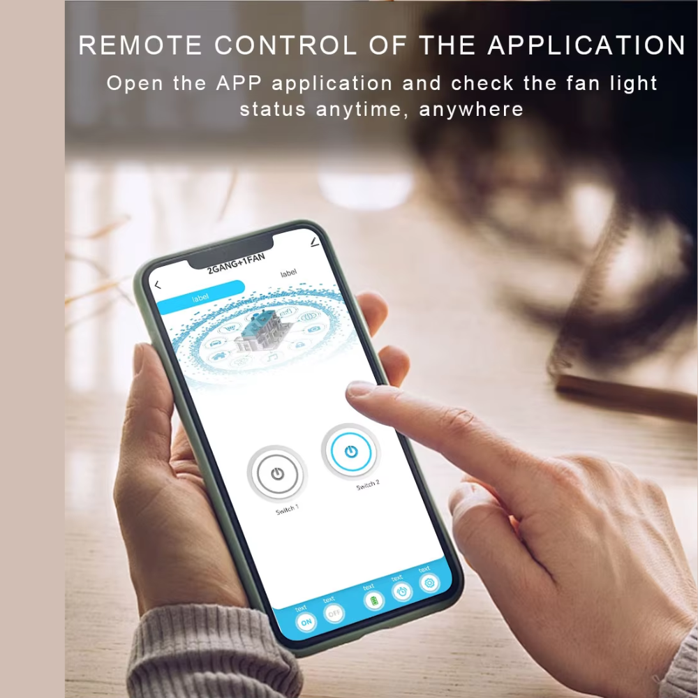 Smart WiFi Fan Dimmer Black | Touch Glass Panel