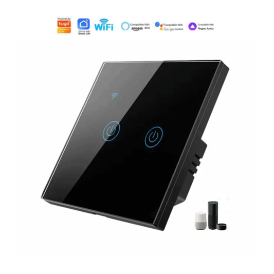 2 Gang Smart Switch Black Power Icon