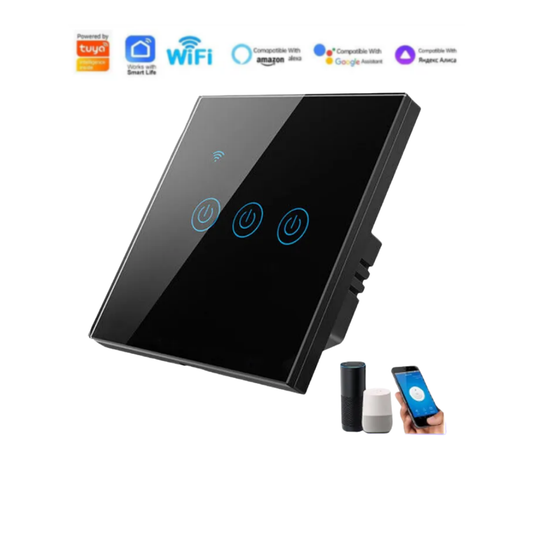 3 Gang Smart Switch Black Power Icon