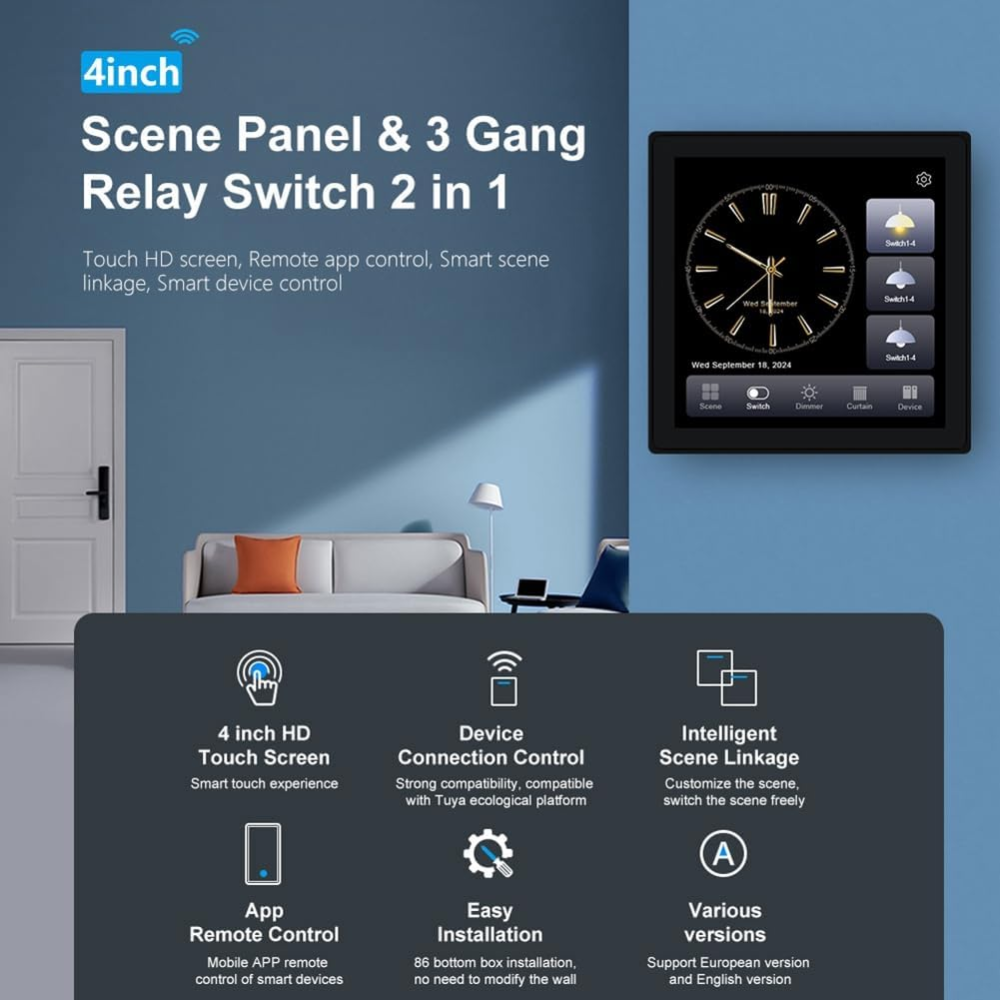 4 Inch Touch Screen 4Gang Smart Zigbee Gateway