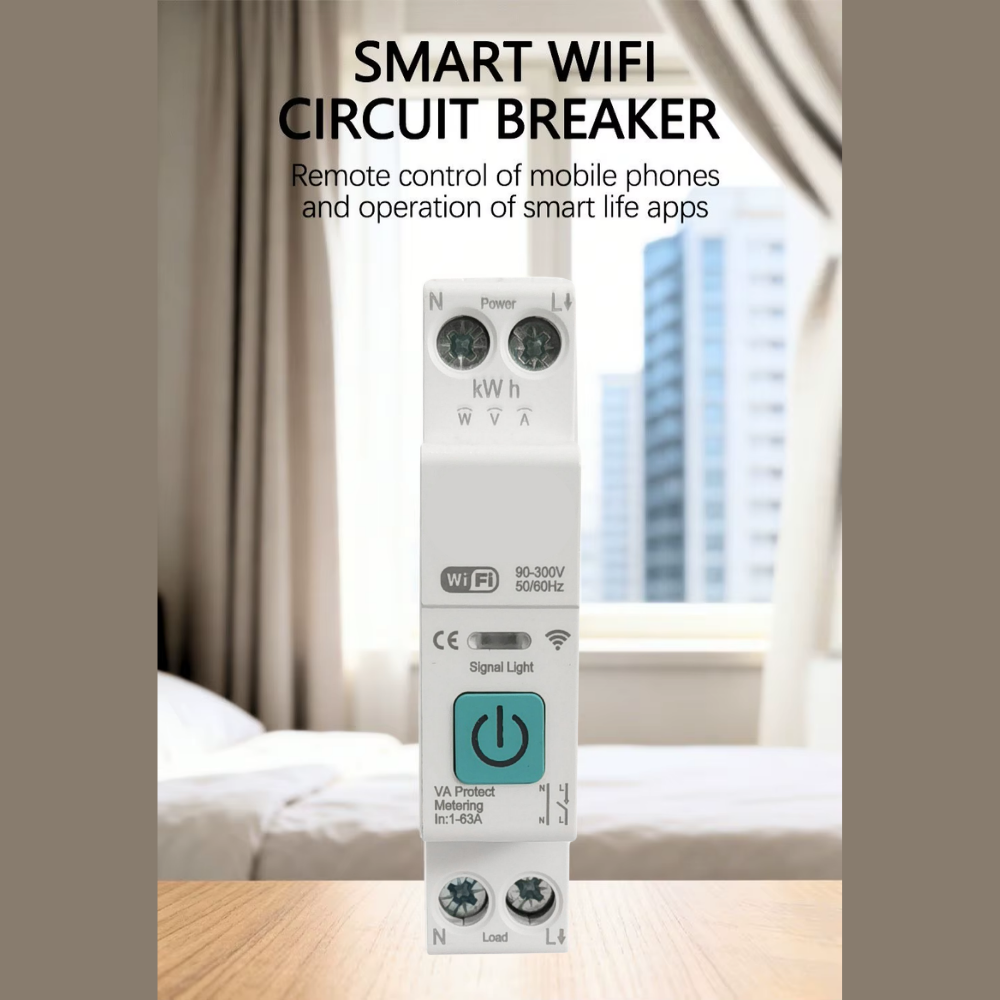 63A 1P+N WiFi Smart Circuit Breaker with Energy Metering