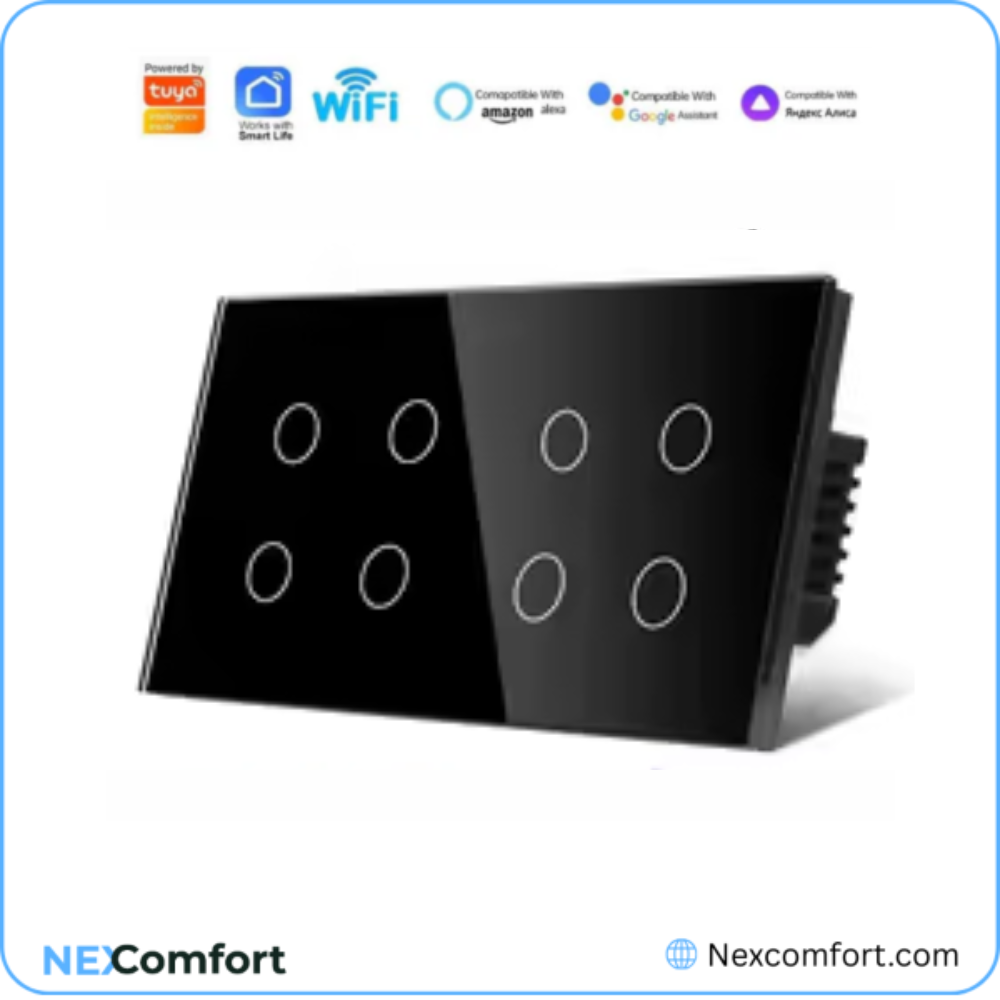 8 Gang WiFi switch Circle icon Black