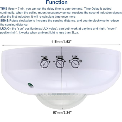 Motion Infrared PIR Sensor (120° Ceiling Mount, Non-WiFi)