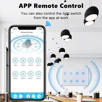 8 Gang WiFi Touch Switch – Smart Wall Panel in Classic White