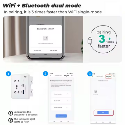 Smart Universal Wall Socket with Dual USB Ports Touch Switch | White