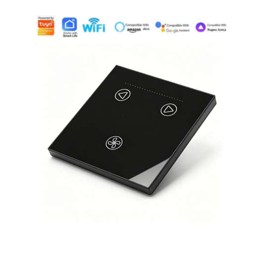Smart WiFi Fan Dimmer Black | Touch Glass Panel