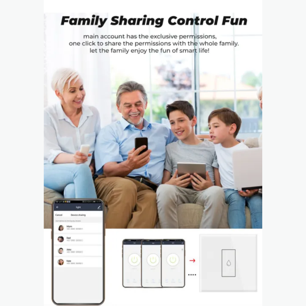 Smart 20A Boiler Wifi Switch  | Geyser & Water Heater Touch Panel With Power Monitor White
