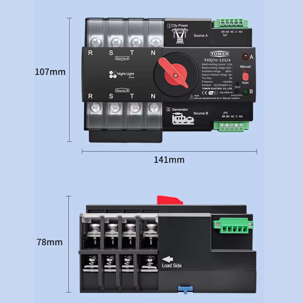 TOMZN Smart Changeover ATS Switch 4P Three Phase (125A)