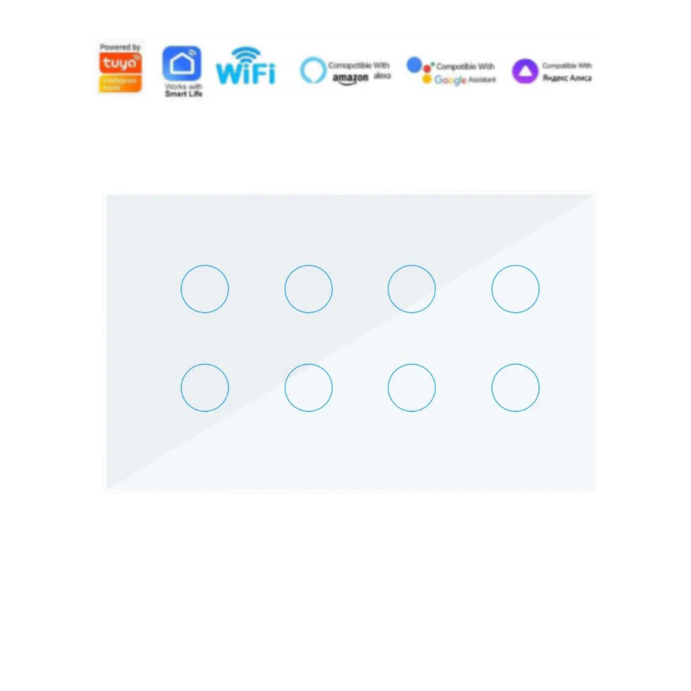WiFi 8 Gang Touch Circle Icon | White