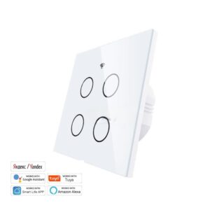 4 Gang Smart Touch Switch Panel White – WiFi Light Control