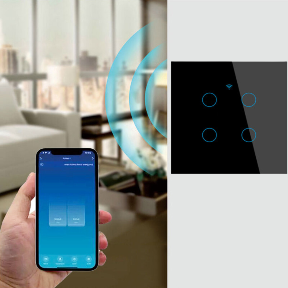 WiFi Smart Touch Switch Panel 4 Gang Black