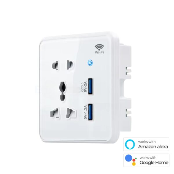 Smart Universal Wall Socket with Dual USB port