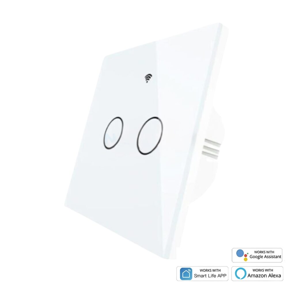 WiFi Touch Switch Panel 2 Gang White