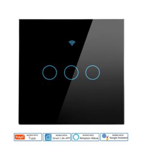 WiFi Touch Switch Panel 3 Gang Black – Triple Smart Light Control