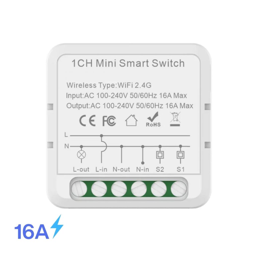 1Ch Mini Smart Switch 16A with Power Monitor for Advanced Home Automation Control