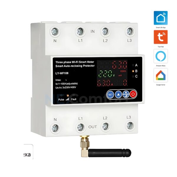 3 Phase 100A Smart Breaker – 4P High Power WiFi Circuit
