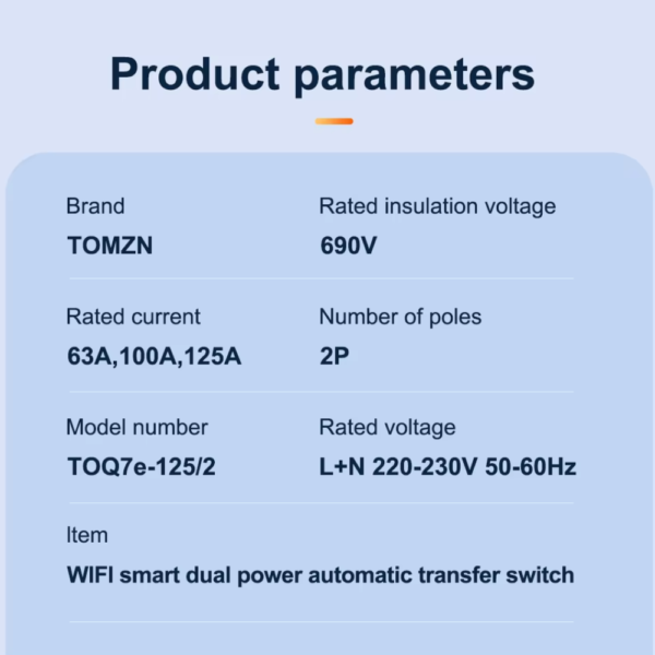 TOMZN Smart Changeover ATS Switch 2P